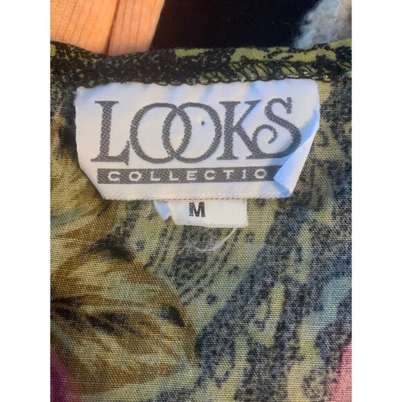 Vintage womens medium  looks collection floral open front cardigan belly shirt - Picture 3 of 6